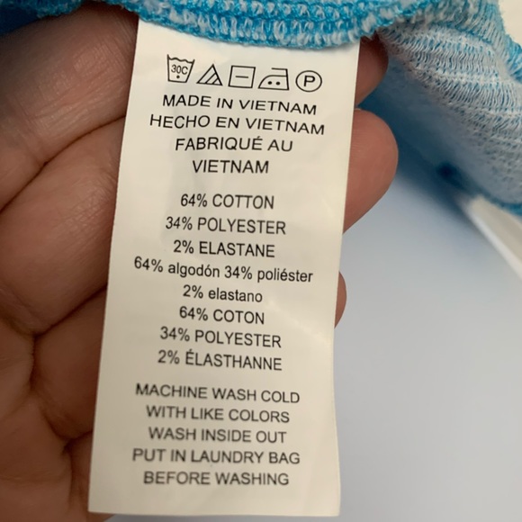 MK Michael Kors Women’s Knit Striped Top White/Cyan Blue Size Small - Picture 6 of 7